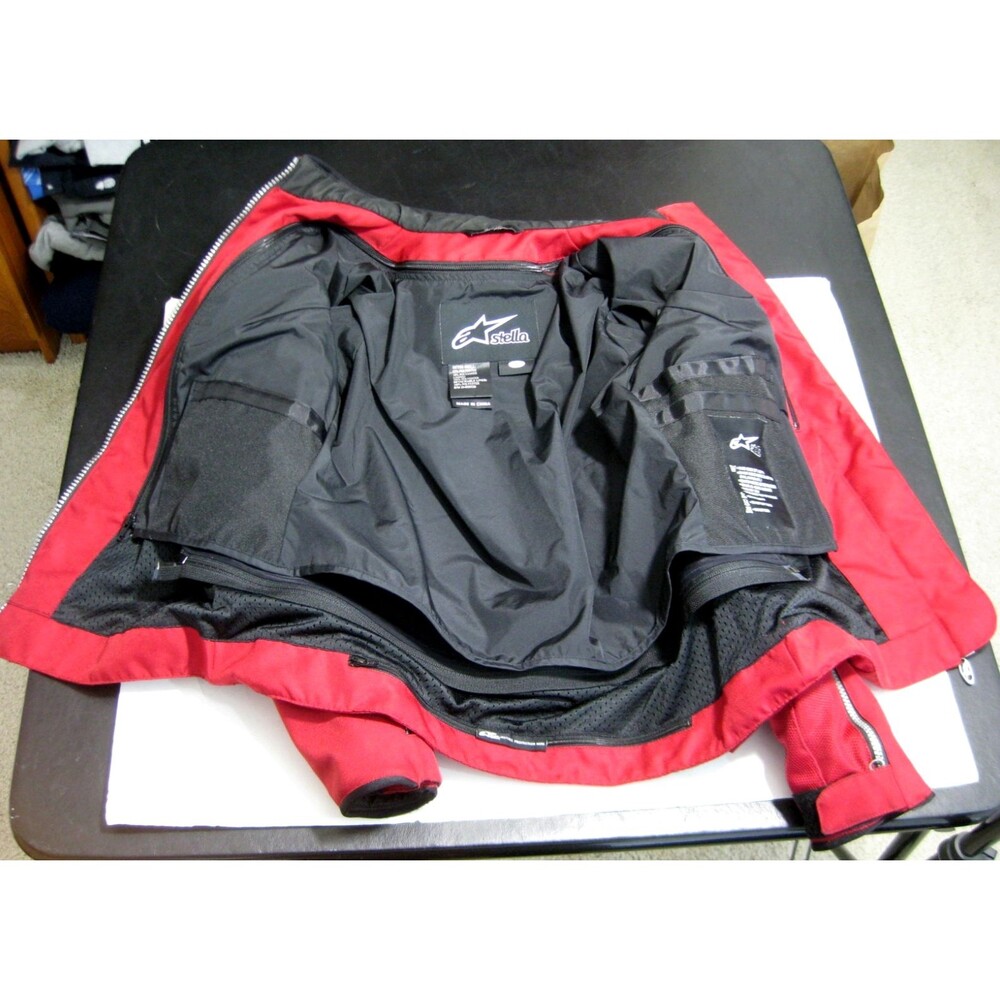 Stella Motorcycle Jacket Womens Small Red Armoured 11 Pockets Fully Lined Coat - Picture 3 of 6